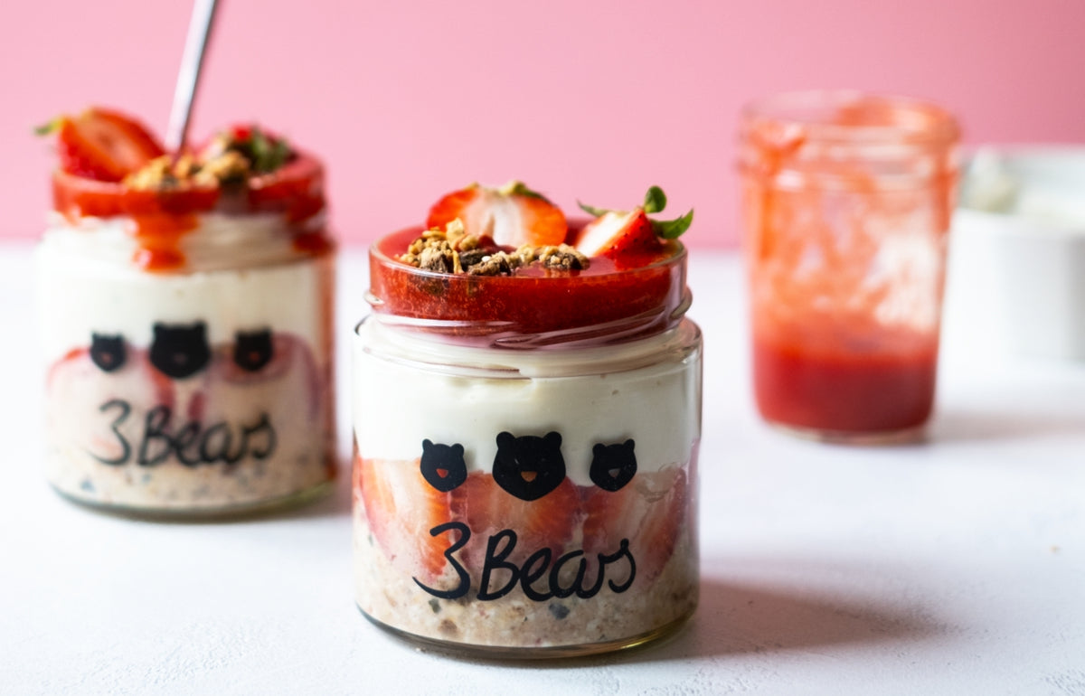 Cheesecake Overnight Oats Erdbeeren