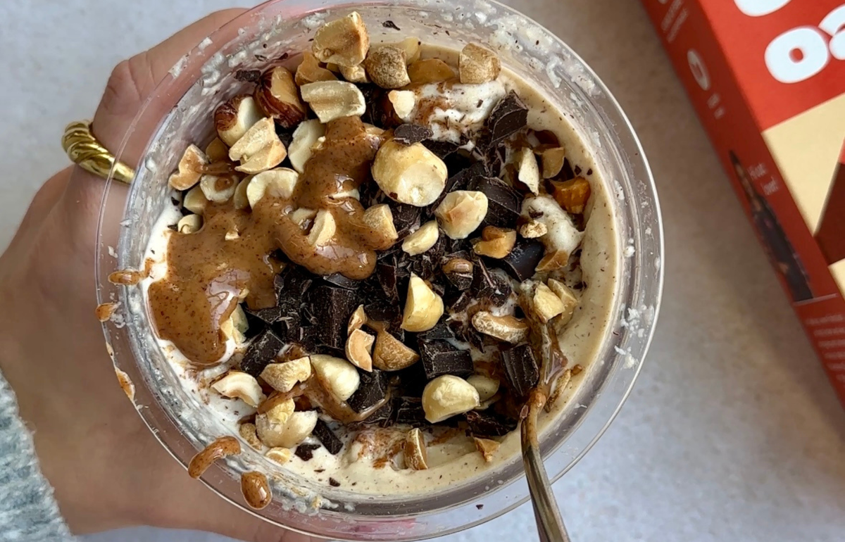 Nussecken Eis selber machen – cremiges Dessert aus Overnight Oats
